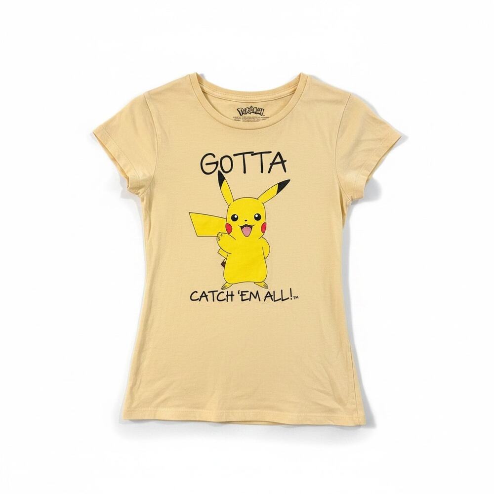 Pokemon Pikachu Gotta Catch Em All Graphic Tee Women's Medium Yellow